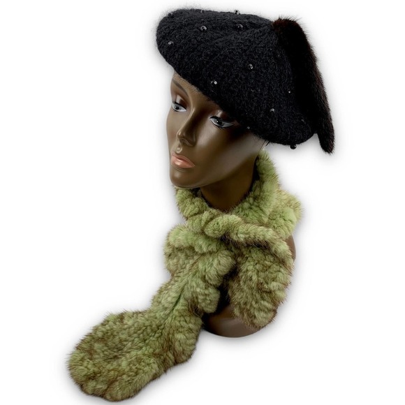 90's Parisian couture designer green mink scarf - Picture 8 of 15